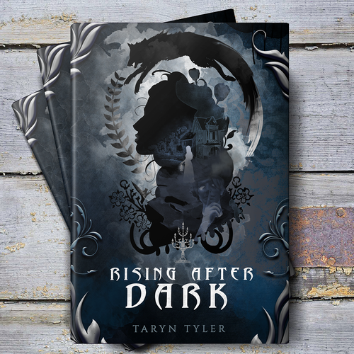 Paranormal romance book cover with the title 'Rising After Dark'