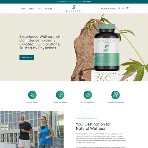 Medical website with the title 'Clean and Organic Shopify Website - Sinaterra'