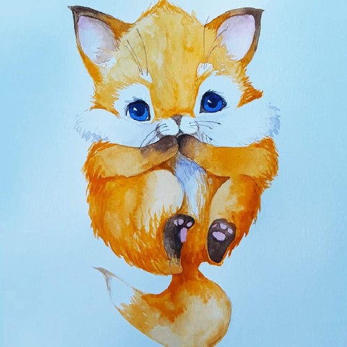 Orange t-shirt with the title 'T-shirts wath watercolor paintings'