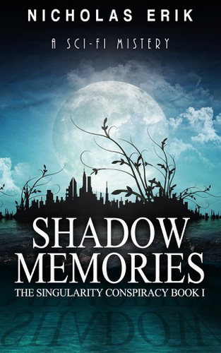 Silhouette book cover with the title 'Create a book cover for a sci-fi mystery novel'