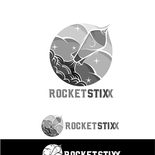 Rocket ship logo with the title 'Simple & Modern Rocket Logo Design'