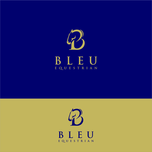 Horse stable logo with the title 'Bleu Equestrian'