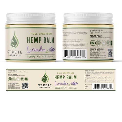 Hemp packaging with the title 'Hemp Balm Contest'