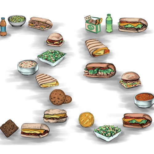 Food illustration with the title 'Illustration Concept for a Restaurant'