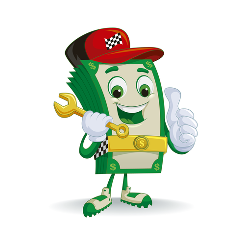 Sketchbook design with the title 'Character design - money'