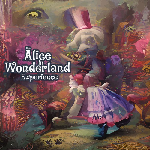 Surreal design with the title 'alice in wonderland'