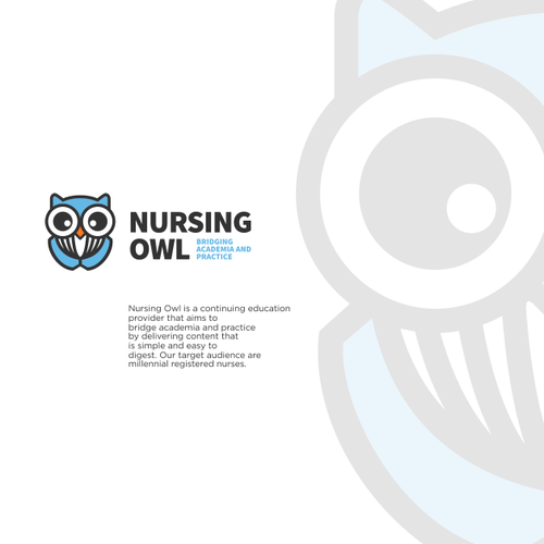 Nurse logo with the title 'NURSING OWL'