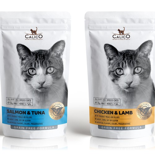 Cat packaging with the title 'Packaging & Label'