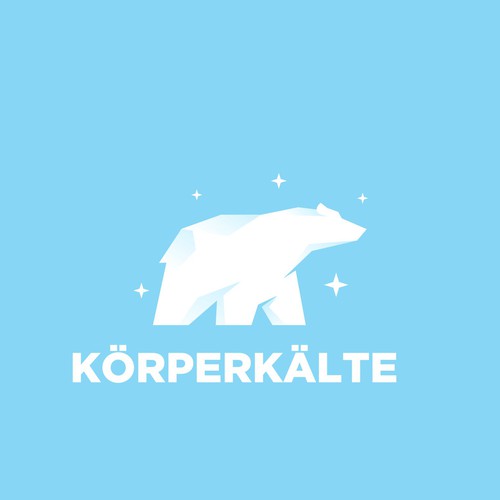 Ice design with the title 'A Geometric Polar Bear Logo Concept for KÖRPERKÄLTE'