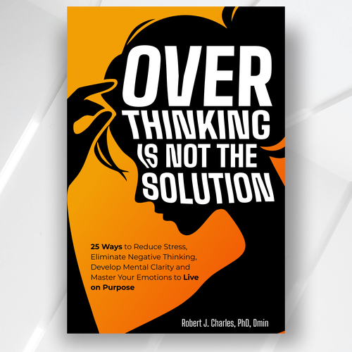 Poster book cover with the title 'Simple Silhouette Design for “Overthinking Is Not the Solution”'