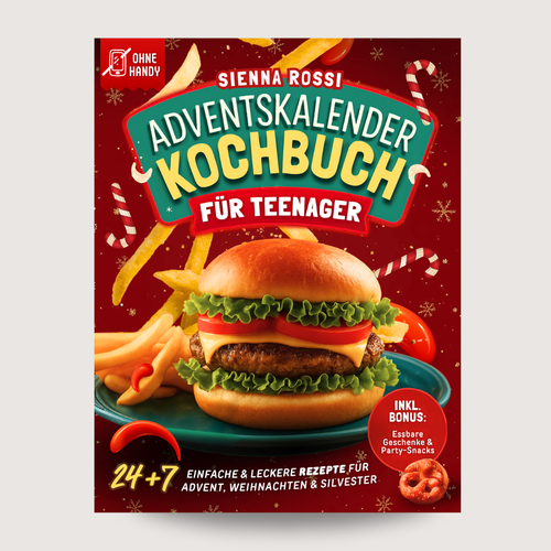 Cookbook design with the title 'Teenager Christmas ecookbook cover design'