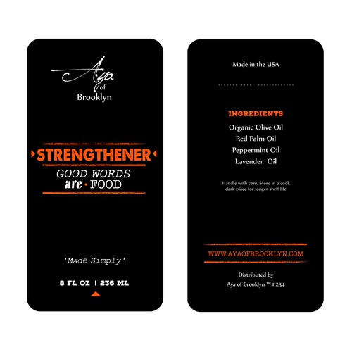 Design label with the title 'AYA Brooklyn'