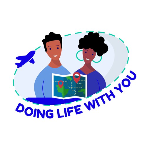 World map design with the title 'Logo for travel content creators'