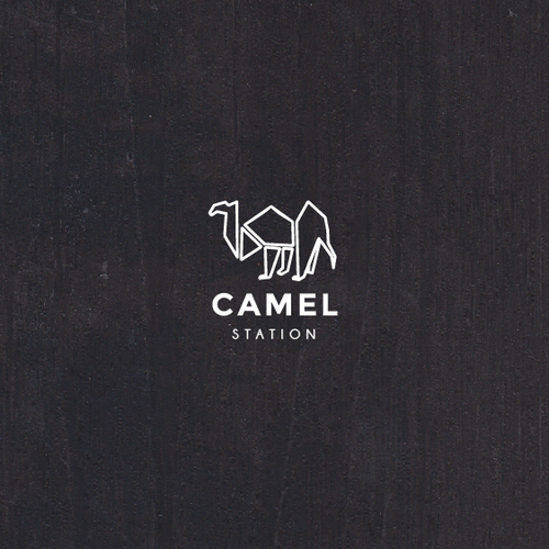 Black and white brand with the title 'Logo for Camel Station Restaurant'