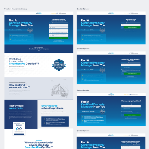 Quiz design with the title 'SmartRentPro Redesign For Quiz Funnel'