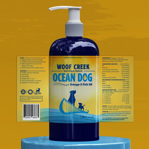 Dog label with the title 'Ocean Dog Label'