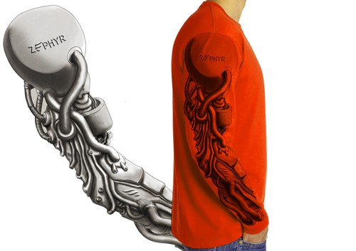 Arm design with the title 'T-shirt contest for mechanical theme, may select multiple winners'