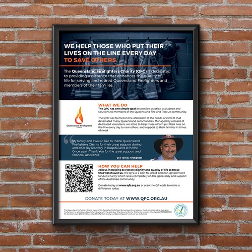 Firefighter design with the title 'Poster to Promote a Firefighter's Charity'