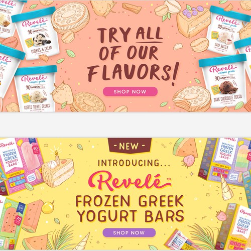 Website illustration with the title 'Website banners for an Ice Cream company'