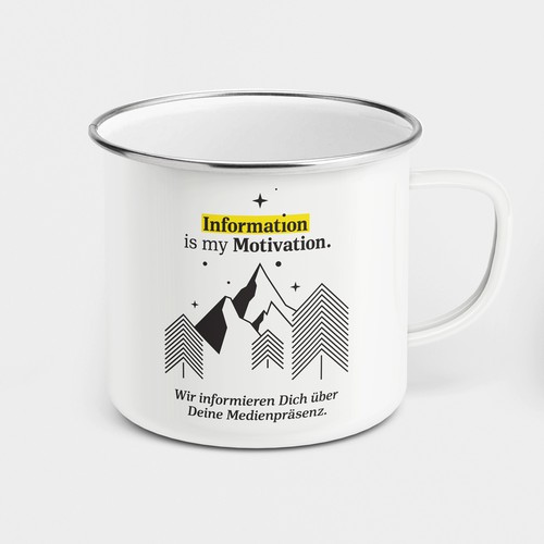 Motivational design with the title 'Enamel Mugs Set Design'