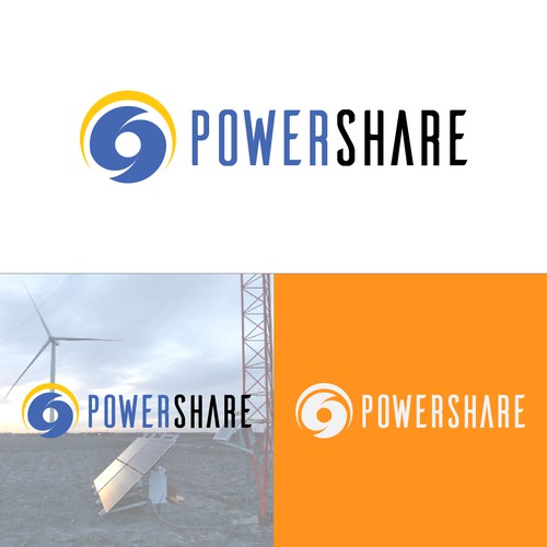 Wind logo with the title 'Powershare Logo Design'