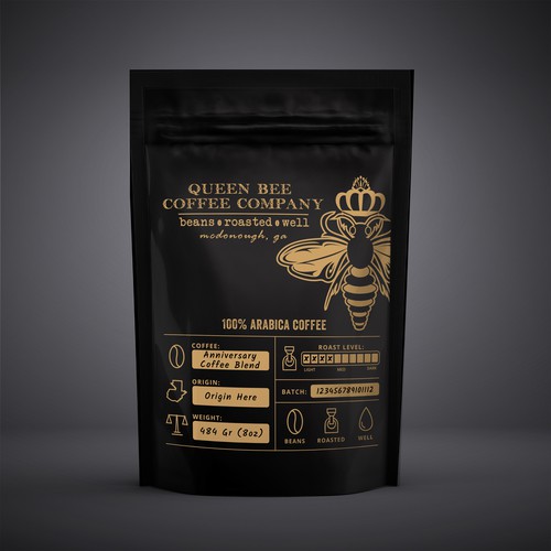 Cafe packaging with the title 'handcrafted, small batch specialty coffee package design'