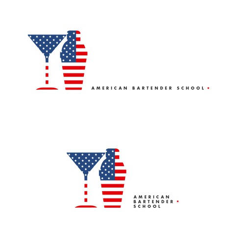Bartender design with the title 'American Bartender School Logo'