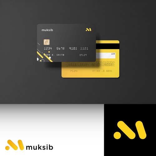 Credit card design with the title 'Muksib Logo Design'