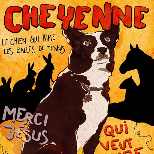 Pet artwork with the title 'Toulouse Lautrec poster style'