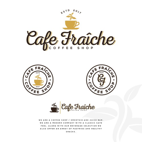 Coffee shop brand with the title 'Cafe Fraiche'