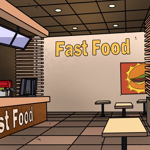 Background design with the title 'fast food restaurant'