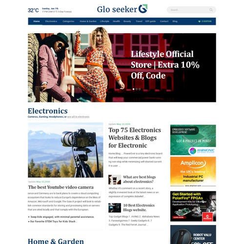 Newspaper design with the title 'Blog design webpage'