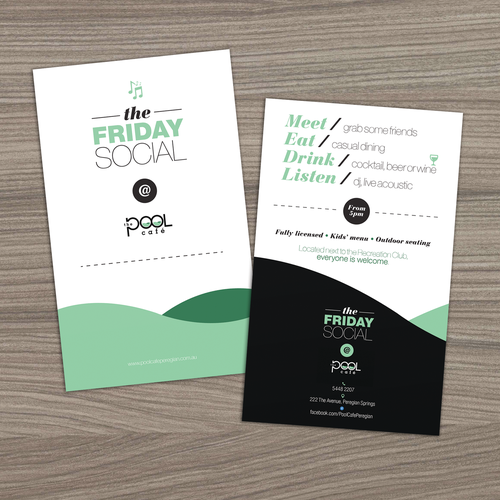 Pool design with the title 'Friday Social'