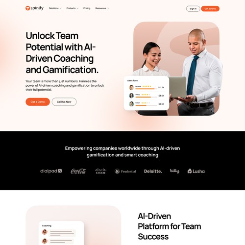 Artificial intelligence website with the title 'Redesign Spinify.com Homepage'