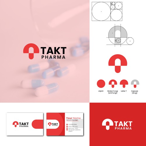 Capsule design with the title 'Unique logo for TAKT'