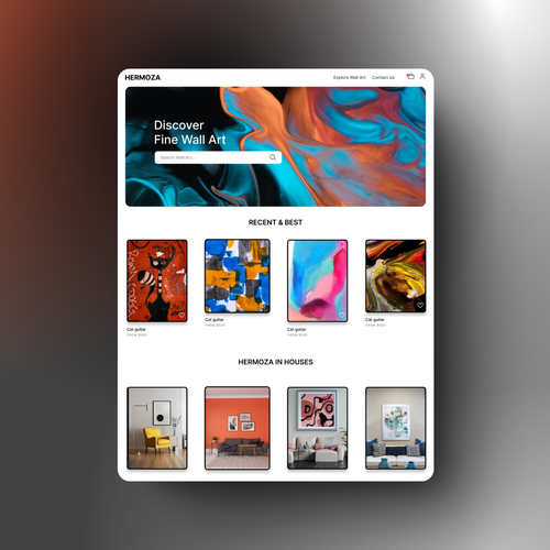 Canvas design with the title 'Wall Art Homepage design'