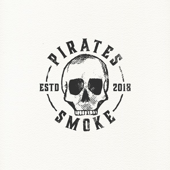 Tobacco logo with the title 'Pirate skull logo for smoke shop.'