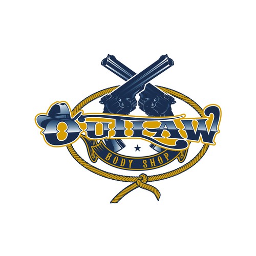 Restoration logo with the title 'OUTLAW BODY SHOP'