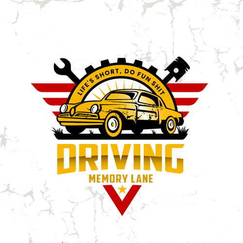 Classic car logo with the title 'Rusty Car'