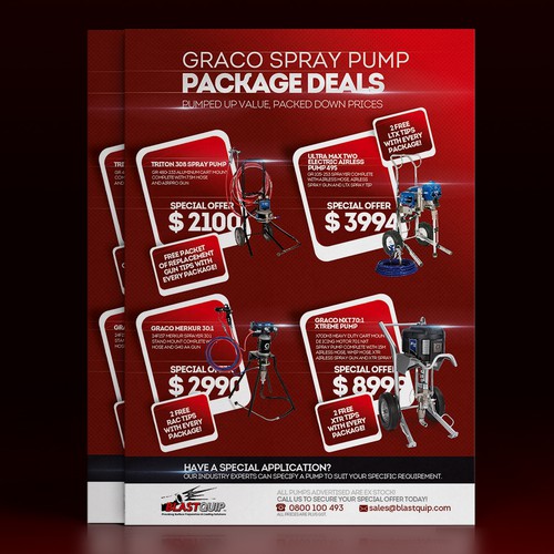 Spray design with the title 'Flyer Blastquip'