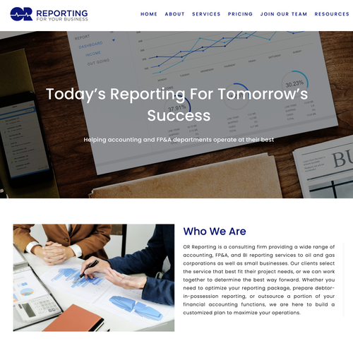 SEO design with the title 'OR Reporting Business Consulting'