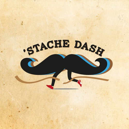 Beard logo with the title ''Stache Dash' Logo needed for new FUN 5K running event  (think of the Mustache Craze)'
