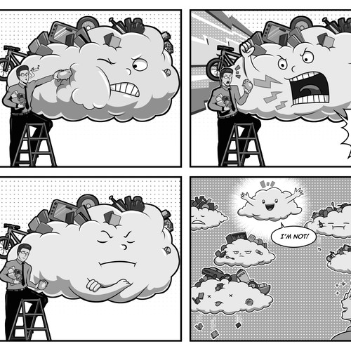 Comic artwork with the title 'Comic illustration for greeting card or poster'