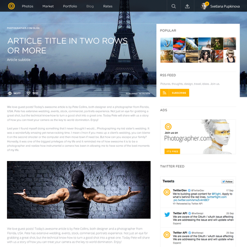 Photography website with the title 'Photography Website Design'