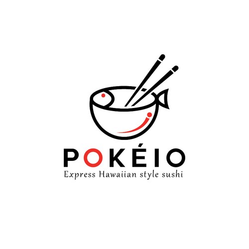 Hawaii logo with the title 'poke bowl logo design'