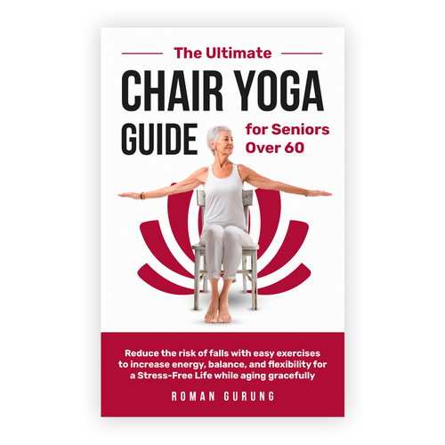 Yoga book cover with the title 'Chair Youga Guide Book Cover'