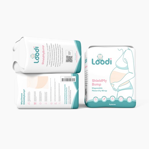 Care packaging with the title '"ShieldMyBump" Packaging design'