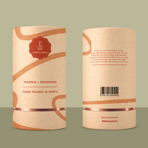 Orange packaging with the title 'Tube Packaging for candle '