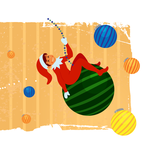 Christmas artwork with the title 'Wacky Holiday Elf Illustration Community Contest'