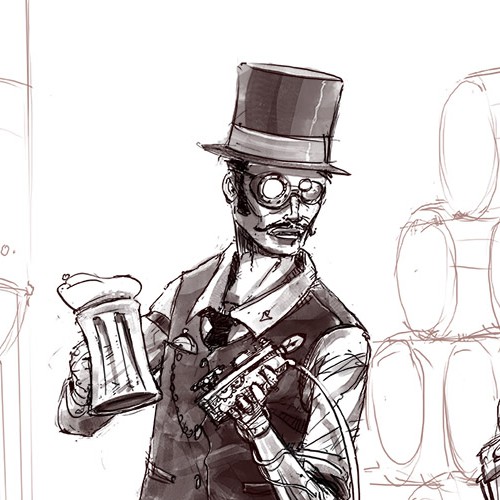 steampunk fashion men drawing